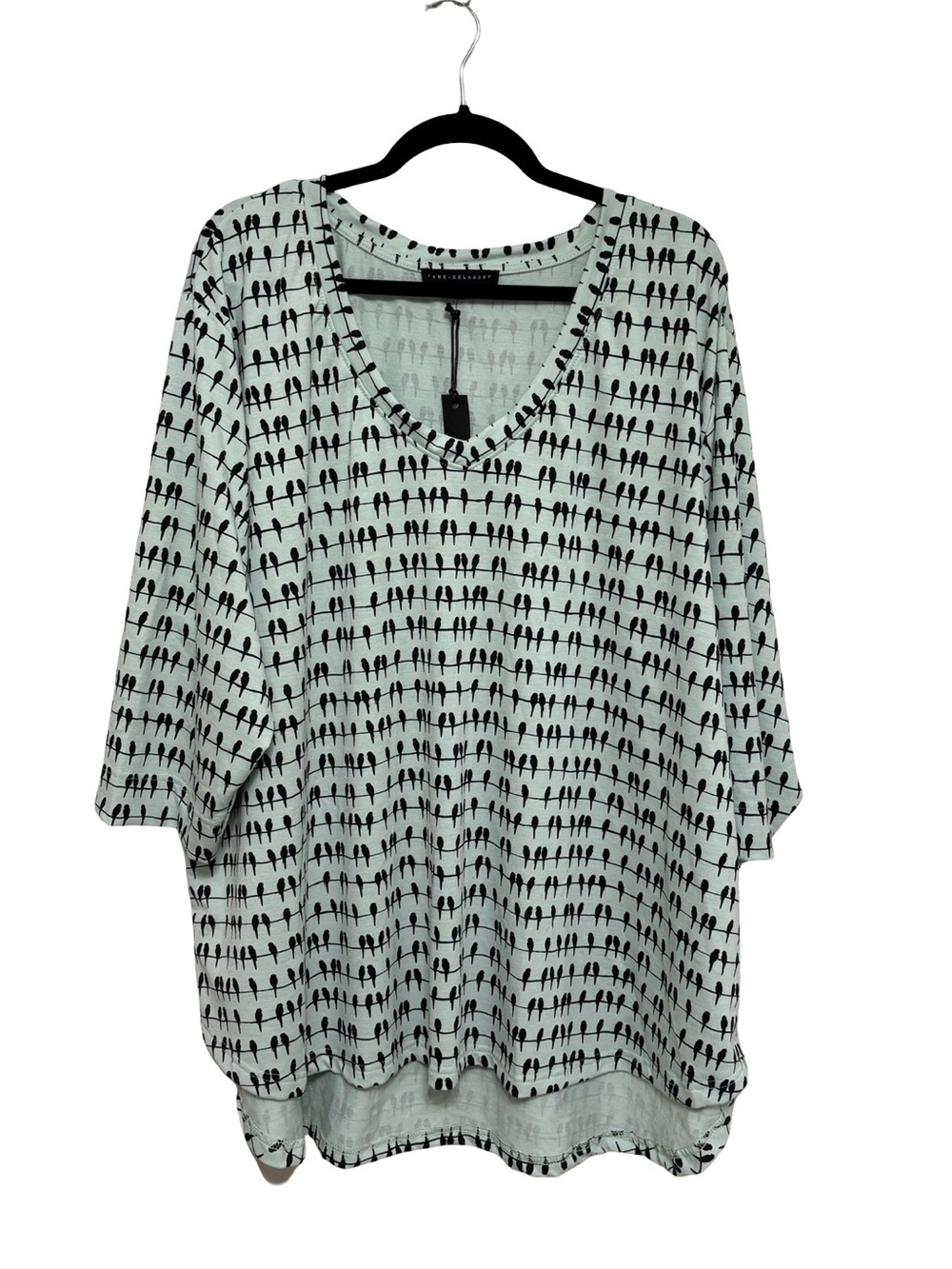 NEW Jane & Delancey Birds on a Wire Novelty Print V-Neck T-Shirt - Size 3X